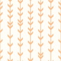 Pastel peach arrow print, geometric vector pattern, seamless repeat, vertical stripes with arrows Royalty Free Stock Photo