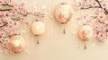 Sakura Cherry Blossoms and Paper Lanterns Royalty Free Stock Photo