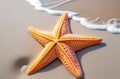 Pastel peach color starfish on the beach, Peach Fuzz Royalty Free Stock Photo