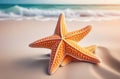 Pastel peach colored starfish can be found scattered on the beach, Peach Fuzz Royalty Free Stock Photo