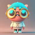 Pastel Perfection, Discover the Delightful World of Gumi, the Adorable 3D Character with Big Eyes and Small Nose, generative Ai