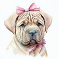Pastel Perfection: A Shar Pei Puppy Stock Photo That Will Make You Want to Wrap Your Own Pup in a Colorful Headband Bandana AI