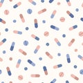 Pastel pills and capsules. Vector seamless pattern