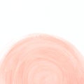 Pastel pink abstract hand painted half circle on white background.