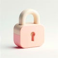 Pastel Pink and Beige Padlock Icon - 3D Render Royalty Free Stock Photo