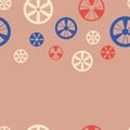 Dusty Pink Vector Bicycle Wheels seamless pattern. Royalty Free Stock Photo