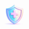 Pastel Pink and Blue 3D Render of a Medical Shield Royalty Free Stock Photo