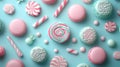 Pastel Pink And Blue Macarons With Mints And Candy Canes Royalty Free Stock Photo