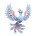 Pastel Pink and Blue Phoenix 3D Render Royalty Free Stock Photo