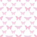 Pastel pink butterfly silhouette seamless repeat pattern Royalty Free Stock Photo