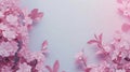 Soft Pink Cherry Blossoms Border Spring Floral Background with Gentle Gradient Royalty Free Stock Photo