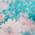 Pastel pink colors vintage floral border aesthetic cloth print acrylic blue paint grunge bohemian texture abstract background Royalty Free Stock Photo