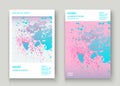 Pastel pink cyan explosion paint splatter artistic cover design.