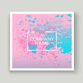 Pastel pink cyan explosion paint splatter artistic cover design.