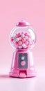 Pastel pink 3D gumball machine isolated on white background with copy space, soft studio lighting Royalty Free Stock Photo