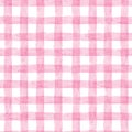 Pastel pink Gingham watercolor seamless pattern. Checkered hand drawn background Royalty Free Stock Photo