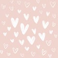 Pastel pink hearts background. Valentine s day. Kid\'s doodles, drawing with chalk Royalty Free Stock Photo