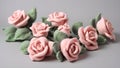 Pastel pink knitted roses