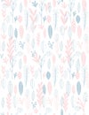 Lovely Delicate Hand Drawn Floral Vector Pattern. White Background. Royalty Free Stock Photo