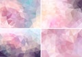 Pastel pink low poly backgrounds, vector set