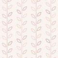 Pastel pink, minimalist leaf vector pattern, seamless botanical print, garland background