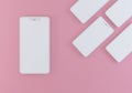 Pastel pink monochrome color. Concept of modern smartphones . Fashion and trendy mockup Empty space for design presentation