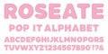 Pastel pink popit alphabet and numbers set in fidget toy style. Pop it font design as a trendy silicone toy for fidget