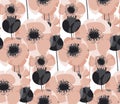 Pastel pink poppy floral seamless pattern