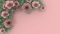 Pastel pink roses of various sizes convey love, and green leaves overlap to create artistic dimension, Valentine day Concept, Isol