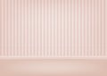 Pastel pink wall background. Wall and floor line design. Room interior
