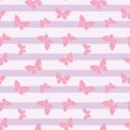 Pastel pink and white random butterfly silhouettes seamless repeat pattern design Royalty Free Stock Photo