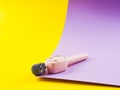 Pastel pink microphone on colorful background Royalty Free Stock Photo