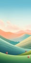 Pastel Pixar Style Hill Illustration For Minimal Wallpaper