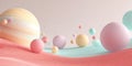 Pastel Planet Scene Colorful Spheres on Textured Surface Royalty Free Stock Photo