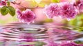 Pastel ponds reflecting spring blooms, abstract background with soft ripples symbolizing movement