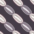 Pastel purple hand drawn kiwi ornament seamless pattern. Vitamin healthy backdrop Royalty Free Stock Photo