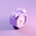 Pastel purple icon of a 3d tiny cute alarm clock