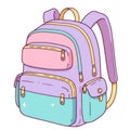 Pastel Purple Pink and Blue Backpack Illustration Royalty Free Stock Photo