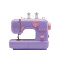 Pastel purple sewing machine with pink accents isolated on transparent background Royalty Free Stock Photo