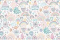 Pastel rainbow doodle pattern background Royalty Free Stock Photo