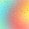 Pastel Rainbow Gradient Background with 3D Water Droplets Realistic Wet Effect Royalty Free Stock Photo