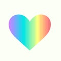 Pastel rainbow heart lined gradient shape, isolated on an off white background Royalty Free Stock Photo