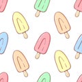 Pastel rainbow ice cream seamless pattern vector illustration. Kids background of sunblind in pastel colors isolated on Royalty Free Stock Photo