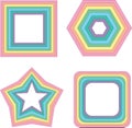 Pastel rainbow square, star and other - vector geometric element
