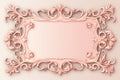 Pastel rectangle decorative ornate picture frame. AI generated