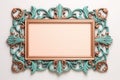 Pastel rectangle decorative ornate picture frame. AI generated