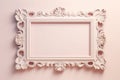 Pastel rectangle decorative ornate picture frame. AI generated