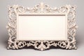 Pastel rectangle decorative ornate picture frame. AI generated