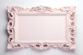 Pastel rectangle decorative ornate picture frame. AI generated