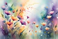 Pastel Reverie: Abstract Watercolor Depicting a Blurry Vision of Flowers, Myriad Hues of Pastels Blending Seamlessly